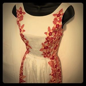 White dress with floral side panels